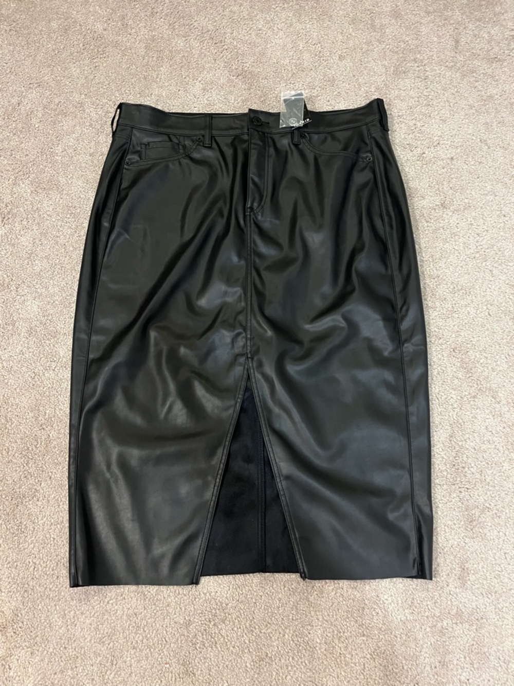 Torrid Midi Length Faux Leather Skirt with Front Slit - Picture 2 of 11